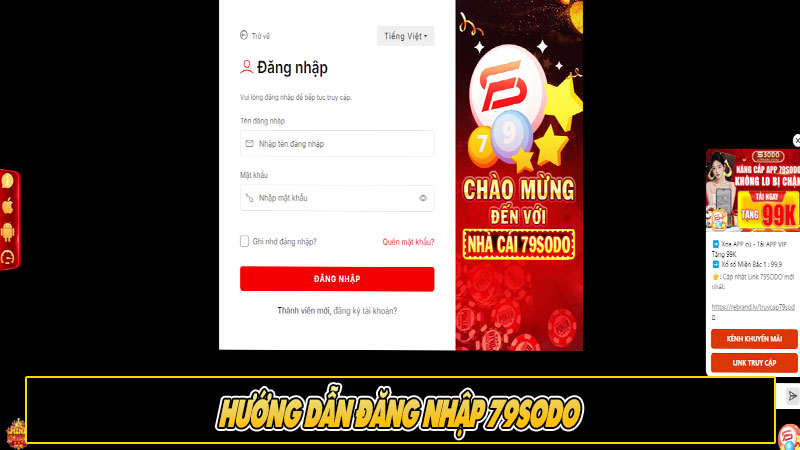 Hướng dẫn đăng nhập 79sodo